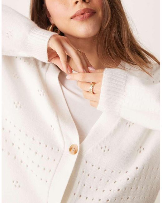 Vila Natural Blouson Sleeve Pattern Knitted Cardigan
