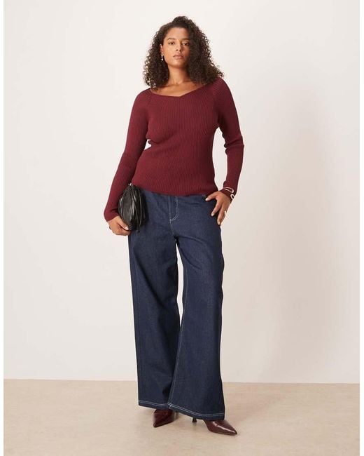 ASOS Asos Design Curve Knitted Structured V Neck Top