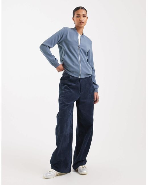 Vero Moda Blue Lightweight Zip Front Bomber Jacket