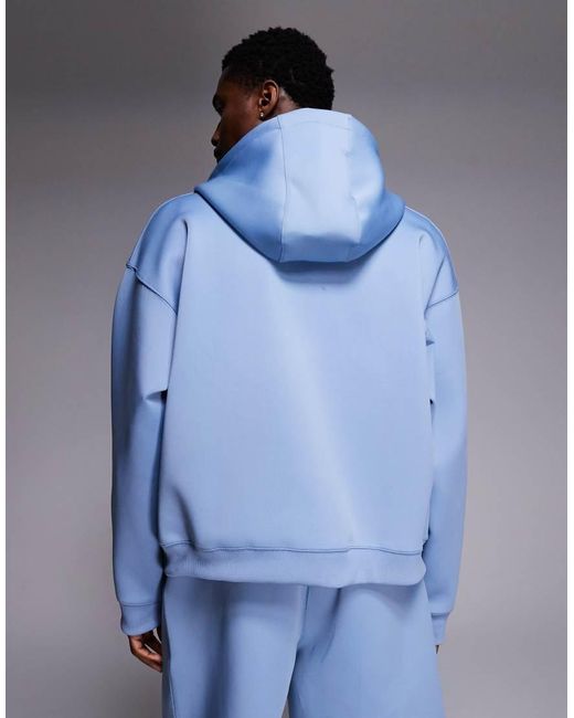 Liquor N Poker Blue Double Zip Scuba-Style Fabric Hoodie Co-Ord for men