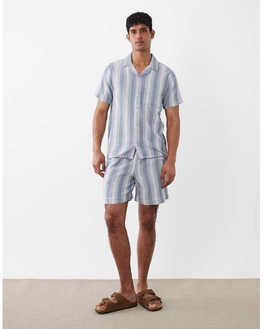 South Beach Blue Crochet Beach Shirt for men