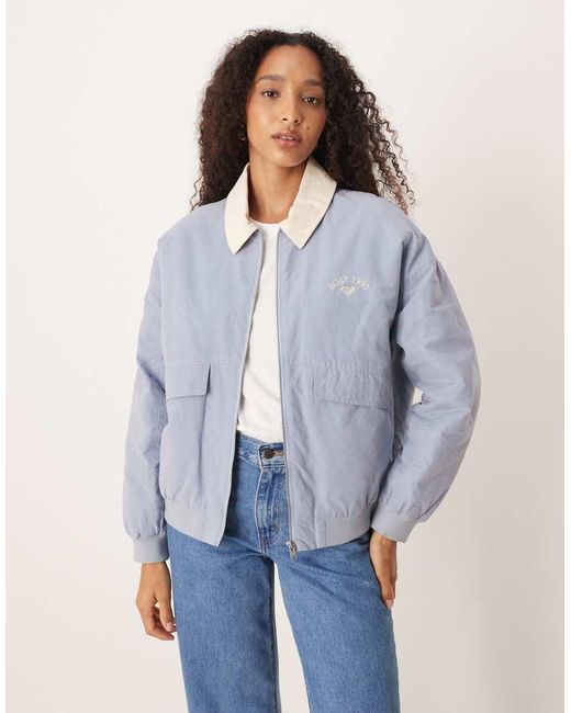 Roxy Blue Sweet Talk Cotton Canva Aviator Jacket
