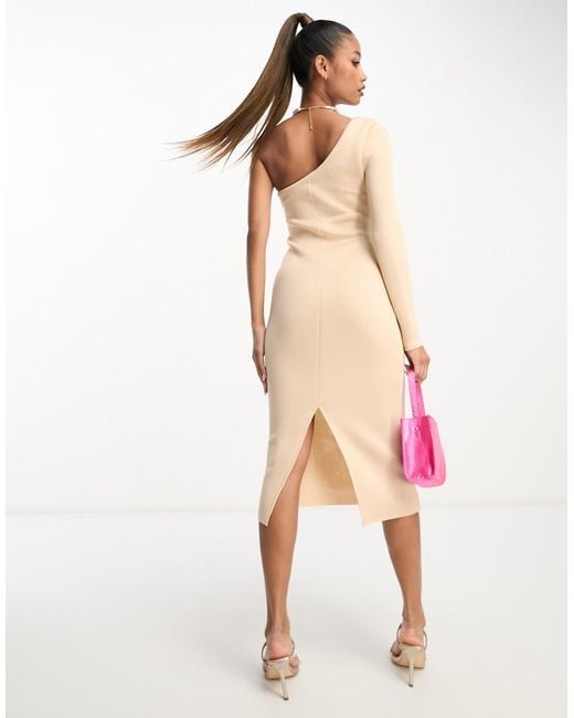 ASOS White One Shoulder Corset Midi Pencil Dress