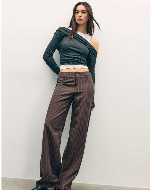 Stradivarius Blue Slim Fit Straight-Leg Smart Trousers