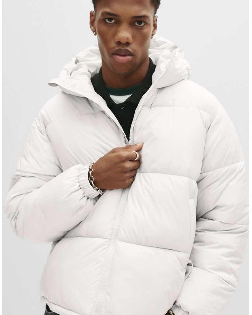Piumino Color Sabbia Con Cappuccio di Pull&Bear in Natural da Uomo