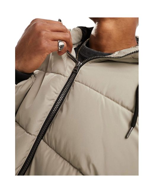 Only & Sons Natural Heavyweight Hooded Puffer Jacket for men