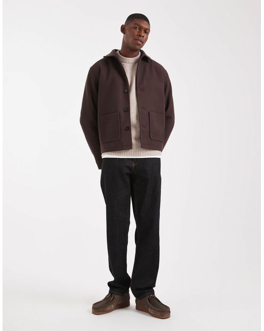 ASOS Brown Wool Look Harrington Jacket for men