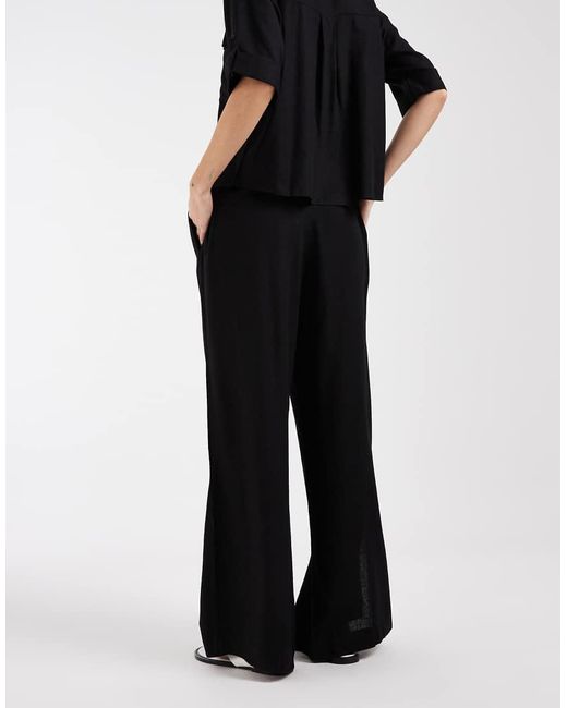 Aware Black Linen Blend High Waist Wide Leg Trouser Co-ord