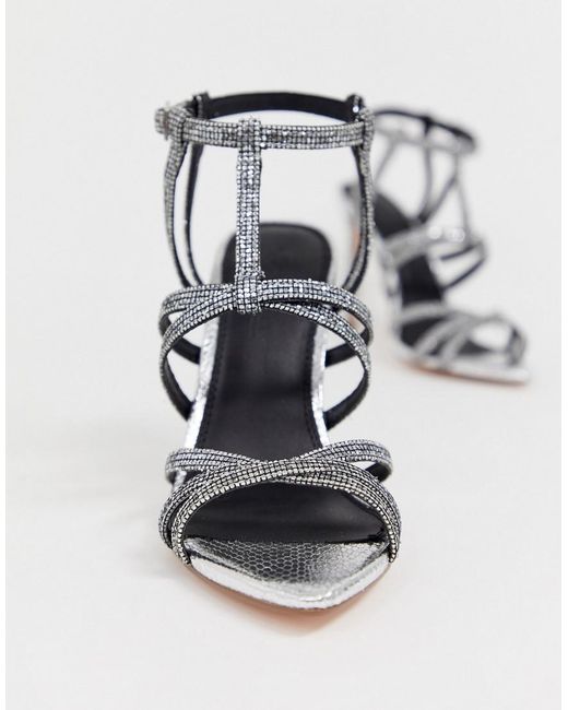 asos silver heeled sandals