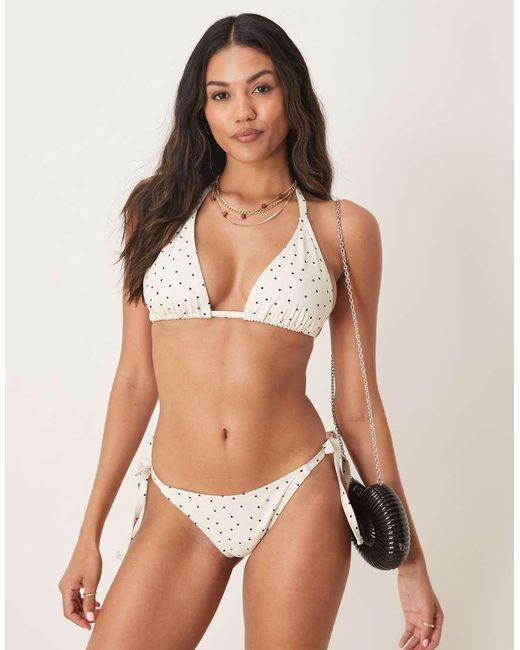 Peek & Beau Natural Mini Polka Dot Tie Side Bikini Bottoms