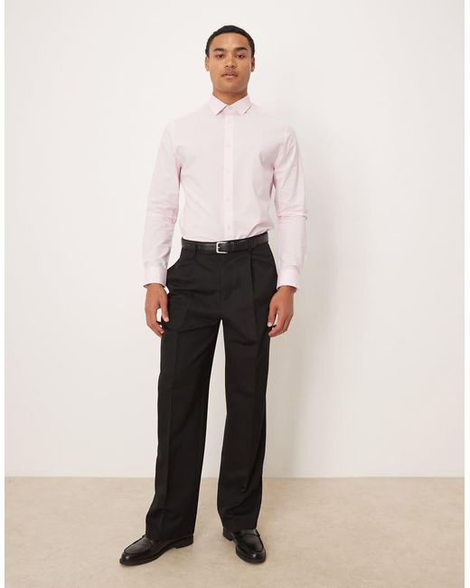 ASOS White Slim Fit Smart Shirt With Texture for men