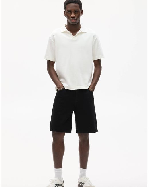 Short en jean classique Pull&Bear pour homme en coloris White
