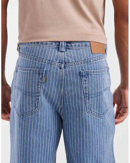 Pompeii UK Blue Pompeii Pinstripe Loose Denim Jeans for men