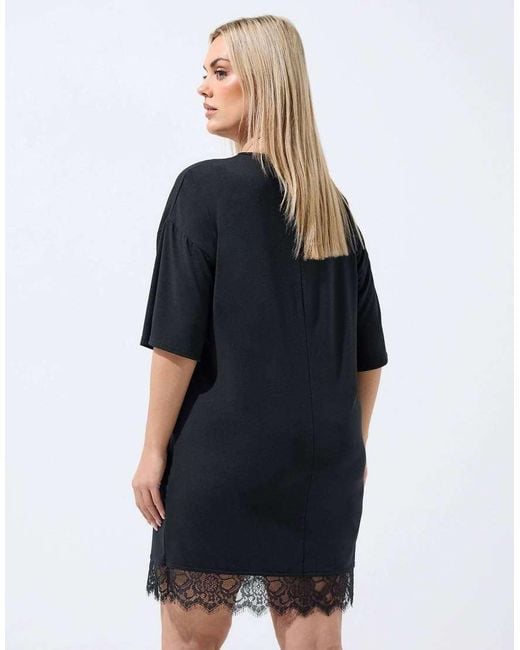 Yours Clothing Blue Lace Trim Mini Dress