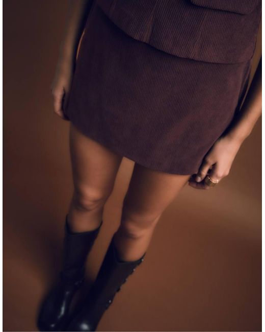 Stradivarius Brown Corduroy Skort