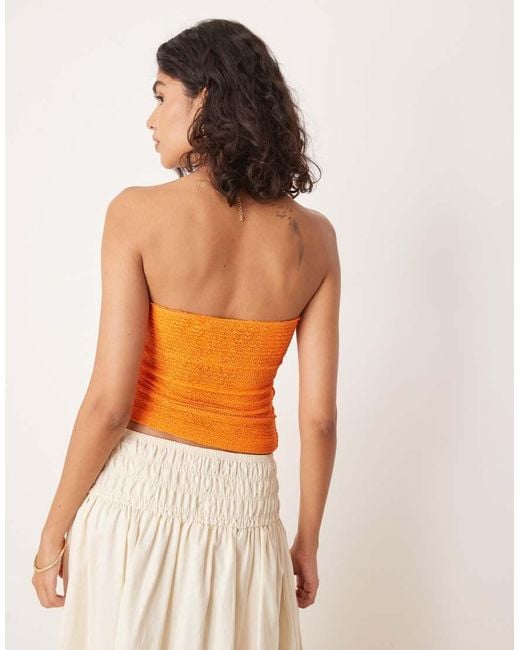 ASOS Orange Crochet Semi Sheer Longline Bandeau Top