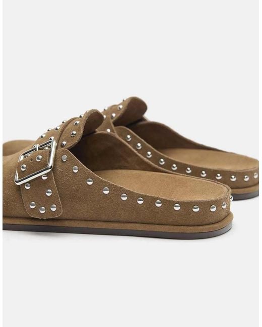 Pull&Bear Brown Leather Clogs