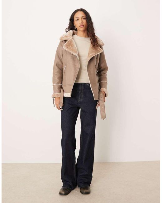 Barney's Originals Natural Faux Shearling Aviator