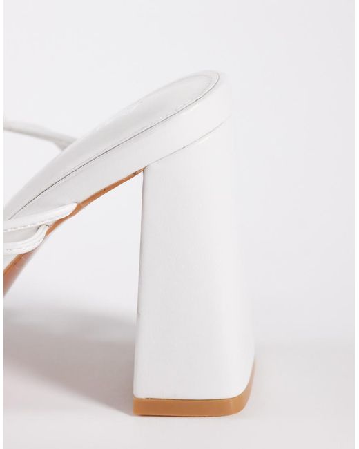 Public Desire White Misty Tie Leg Block Heeled Sandals