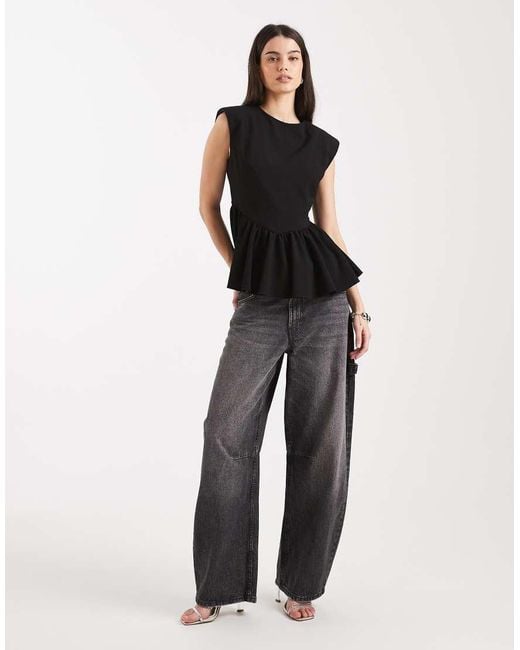 ASOS Black Tailored Peplum Top