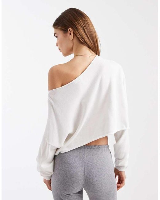 Cotton On White Lounge Off Shoulder Knit Sweater