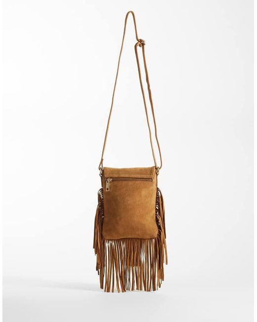 ASOS White Suede Fringe Crossbody Bag