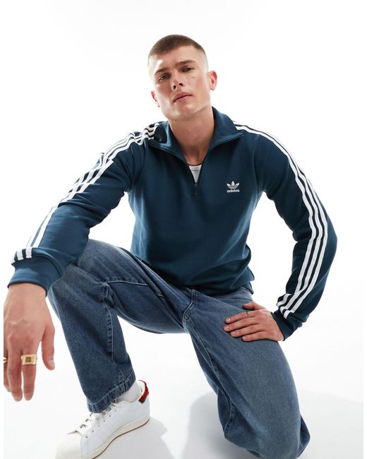 Adidas Originals Blue Adicolor Half Zip Sweatshirt for men