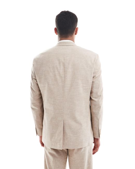 Jack & Jones Premium – locker geschnittene anzugjacke mit leinen in Natural für Herren