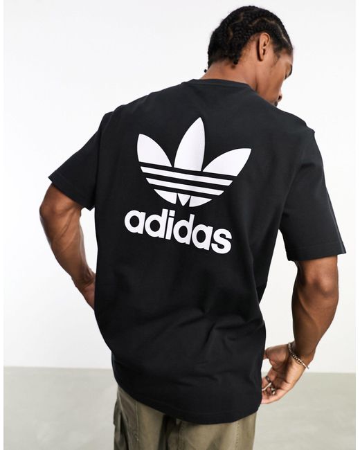 T-shirt con trifoglio nera di Adidas Originals in Black da Uomo