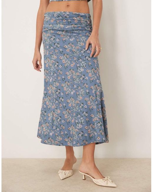 ASOS Gerimpelde, Gedrapeerde Maxi-Rok in het Blue