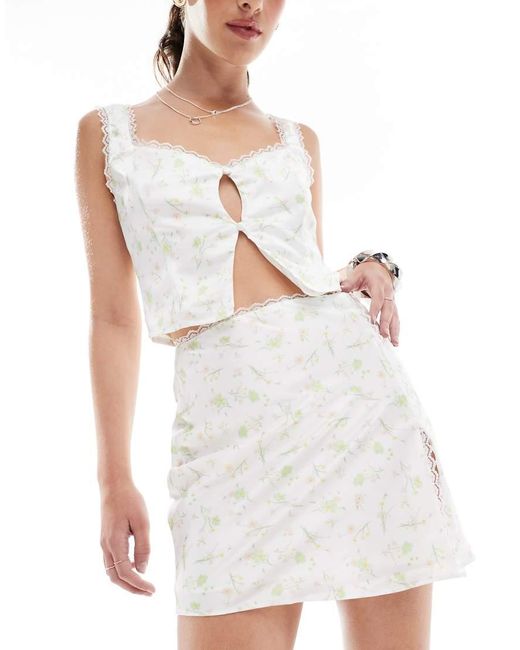 Collective The Label White Split Front Mini Skirt