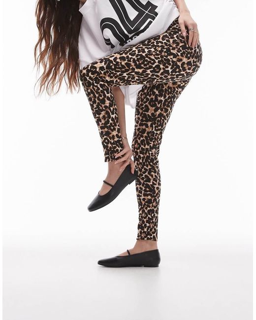TOPSHOP Brown Leopard Print Legging