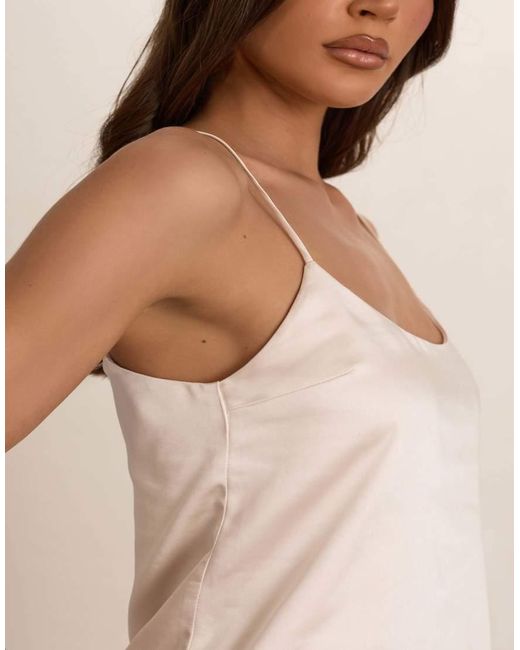 Missy Empire Natural Butter Satin Scoop Neck Loose Fit Cami Top