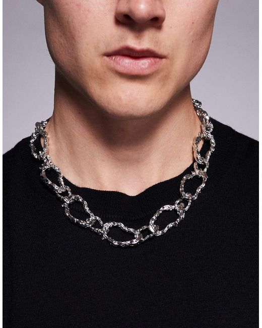 Collier chaîne à maillons texturés oversize effet fondu ASOS pour homme en coloris Black