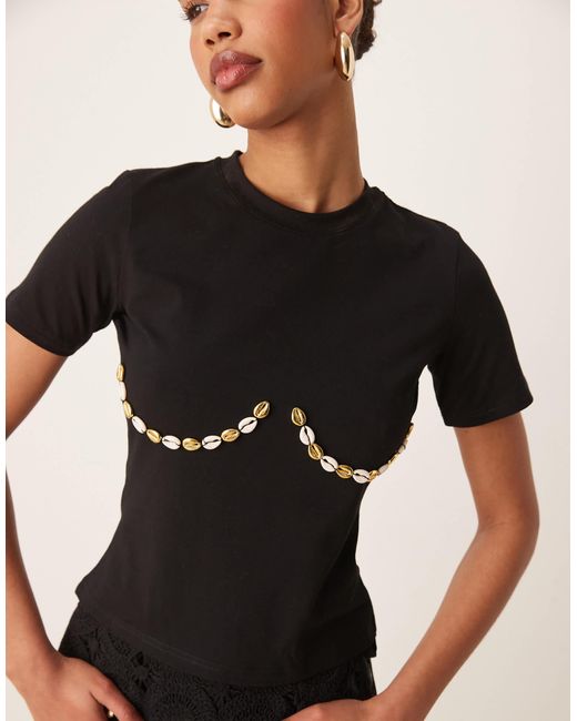 Never Fully Dressed Black Shell Boob Baby Tee