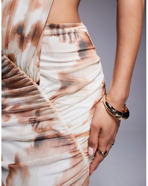 ASOS Multicolor Asod Design One Shoulder With Ruching Detail Maxi Dress