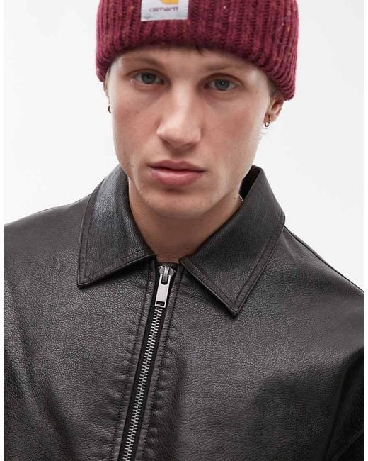 Topman Black Faux Leather A2 Jacket for men