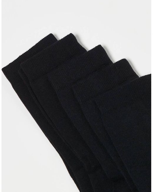 ASOS Black 5 Pack Cotton Rich Socks for men
