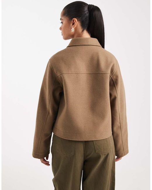 ASOS Brown Top Collar Zip Through Jacket