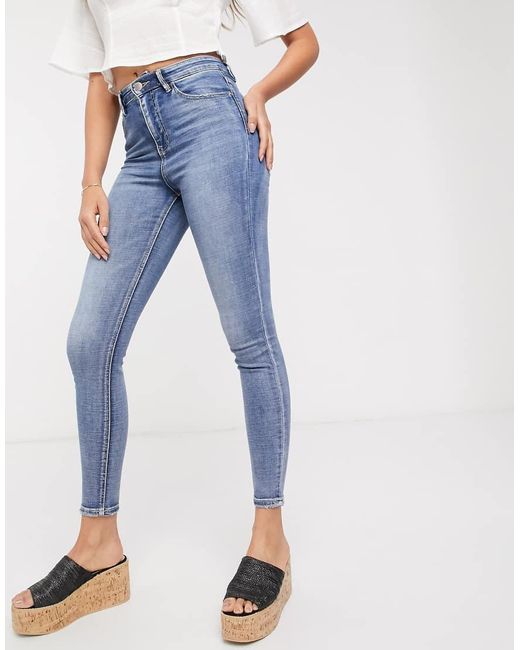 Stradivarius Blue Tall Super High Waist Skinny Jeans