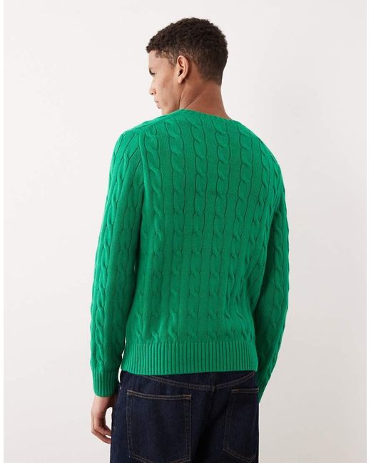 Polo Ralph Lauren Green Team Usa Chest Flag Cotton Cable Knitted Jumper for men