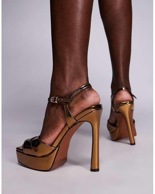 River Island Brown Platform Heeled Sandal