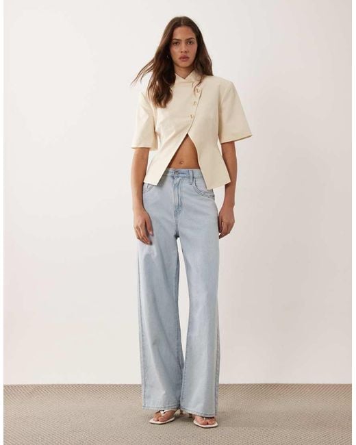 ASOS Natural Asymmetric Short Sleeve Blazer