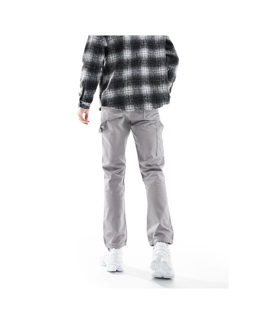 Pantalon droit style charpentier en toile - délavé ASOS pour homme en coloris Gray