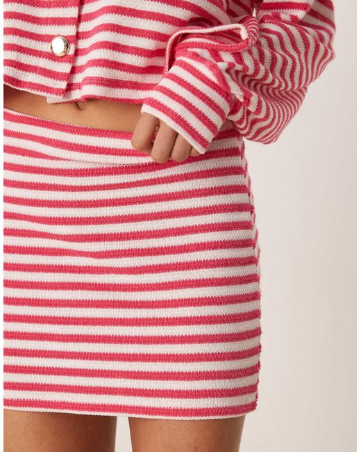 Mini-jupe en maille d'ensemble à rayures - rose foncé ASOS en coloris Pink