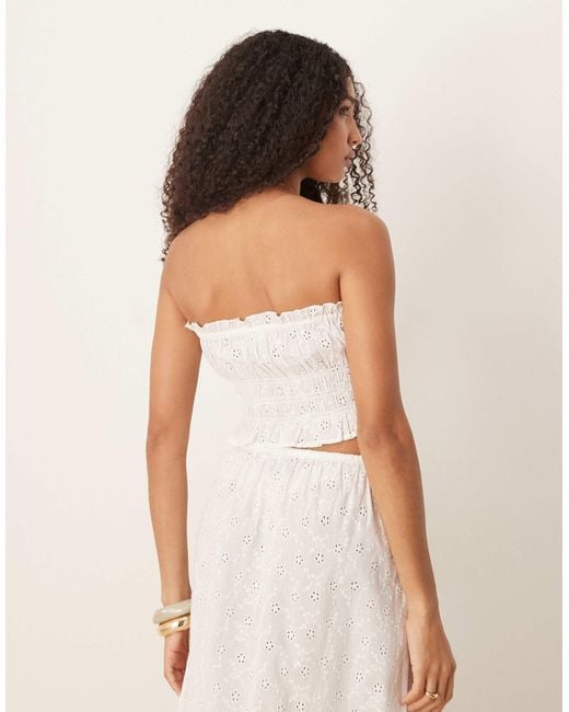 Iisla & Bird Natural Broderie Tie Front Bandeu Beach Top Co-ord