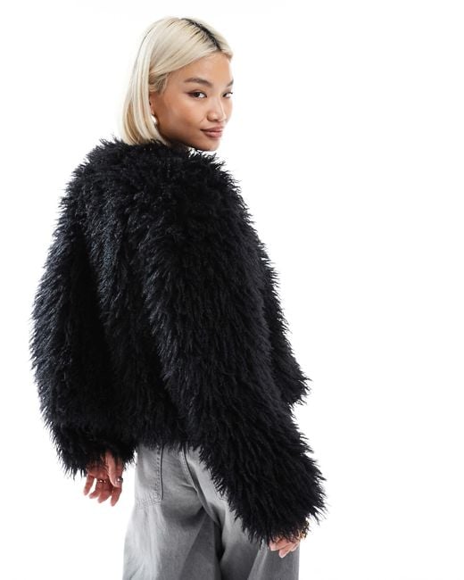 Threadbare Black – jacke aus lammfellimitat