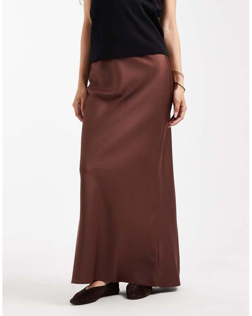 ASOS Red Asos Design Petite Satin Bias Maxi Skirt