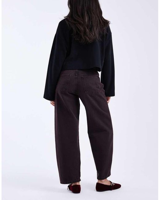 ASOS Red Ankle Grazer Barrel Jeans With Cinch Waist