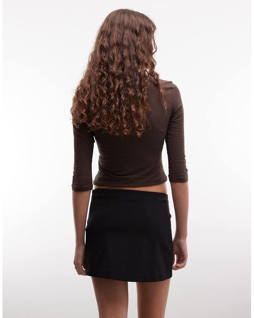 Monki Black Bengaline Mini Skirt